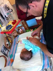 Dan measures Colten's range of motion