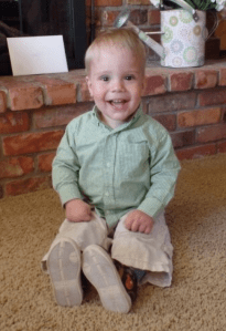 Don't worry, this cute kid will wait while you go get more caffeine...